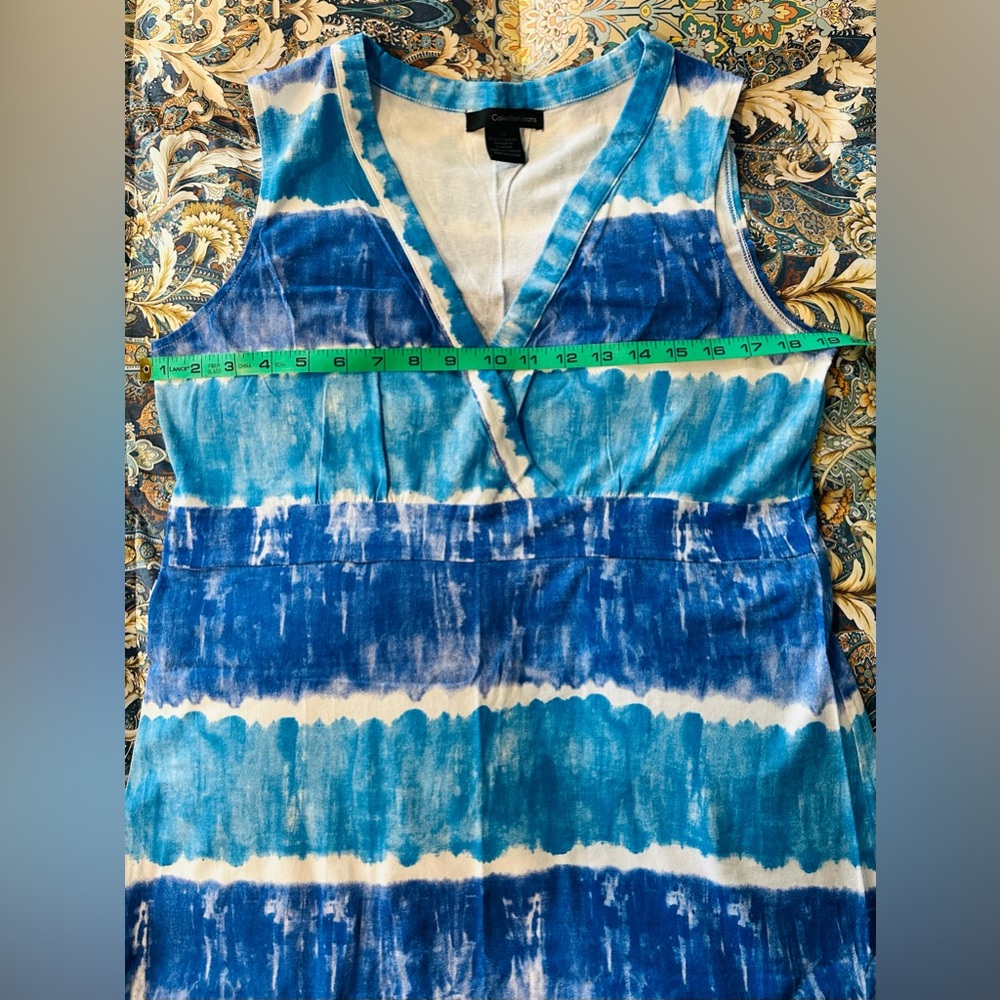 Calvin Klein Blue and White Sleeveless Sundress - Picture 2 of 4
